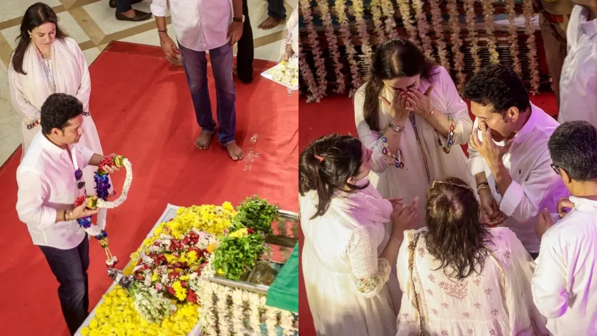 આશા ભોંસલેને અંતિમ વિદાય આપતી વખતે સચિન તેંડુલકર રડી પડ્યા