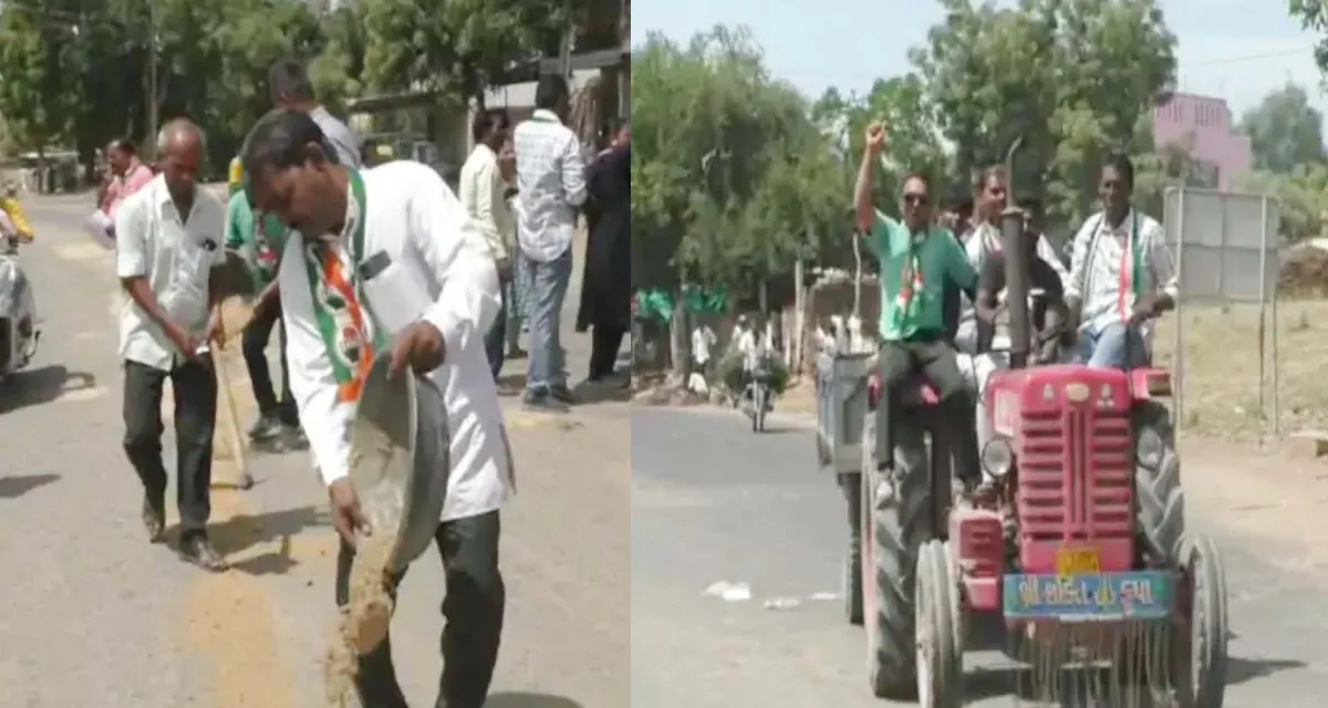 પાટણ : જનતાની હાલાકી જોઈ ઉમેદવારો મેદાને: વોર્ડ-૯ માં કોંગ્રેસ દ્વારા સ્વખર્ચે રોડ રિપેરિંગ કરાયું