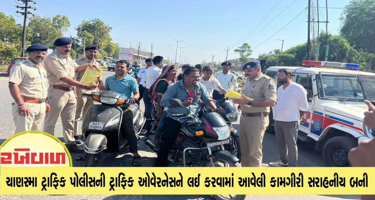 ચાણસ્મા ટ્રાફિક પોલીસની ટ્રાફિક ઓવેરનેસને લઈ કરવામાં આવેલી કામગીરી સરાહનીય બની