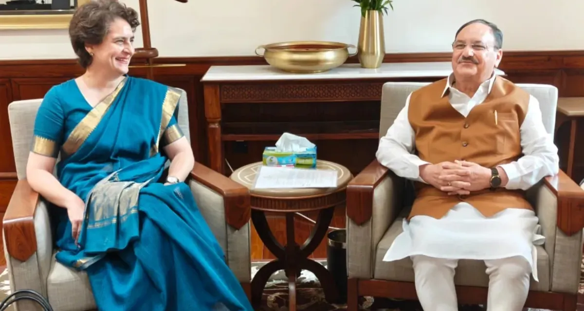 પ્રિયંકા ગાંધી જેપી નડ્ડા સાથે કેમ મળ્યા? જાણો ભાજપ અધ્યક્ષ અને કોંગ્રેસના સાંસદ વચ્ચે શું થયું?