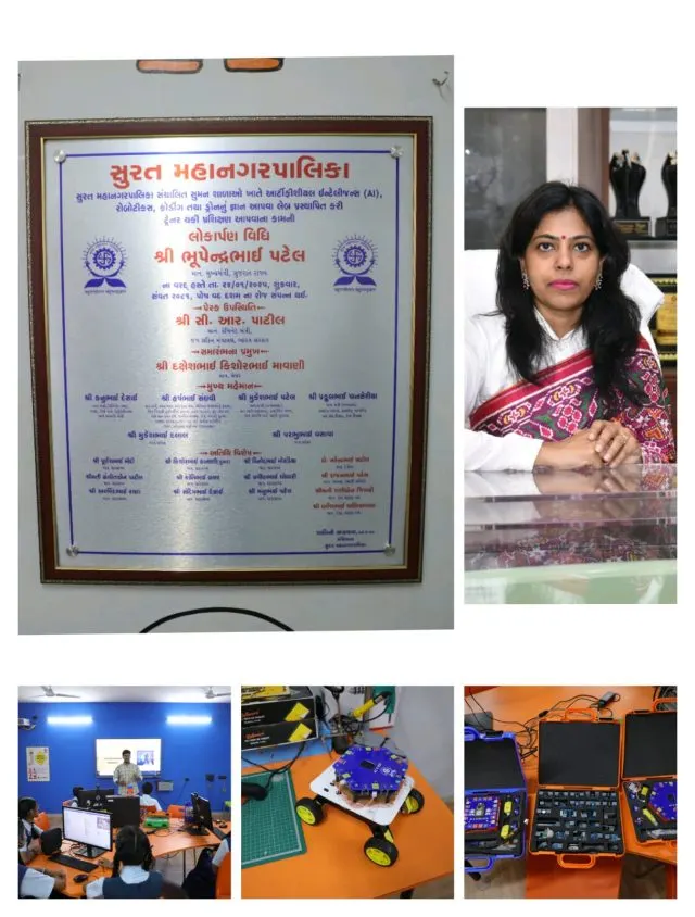 સુરતની ૧૮ સુમન શાળાઓમાં મનપાનો પાઇલોટ પ્રોજેક્ટ ટેક એજ્યુકેશન માટેની પ્રેરક પહેલ; માધ્ય. અને ઉચ્ચત્તર માધ્યમિક શાળાઓમાં 3D, AR/VR, AI, રોબોટિક્સ અને ડ્રોન ટેક્નોલોજીનું સ્માર્ટ શિક્ષણ આપતી દેશની પ્રથમ સુરત મહાનગરપાલિકા