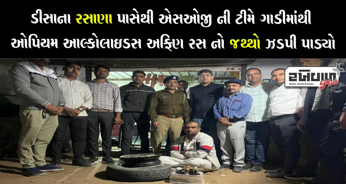 ડીસાના રસાણા પાસેથી એસઓજી ની ટીમે ગાડીમાંથી ઓપિયમ આલ્કોલાઈડસ અફિણ રસ નો જથ્થો ઝડપી પાડ્યો