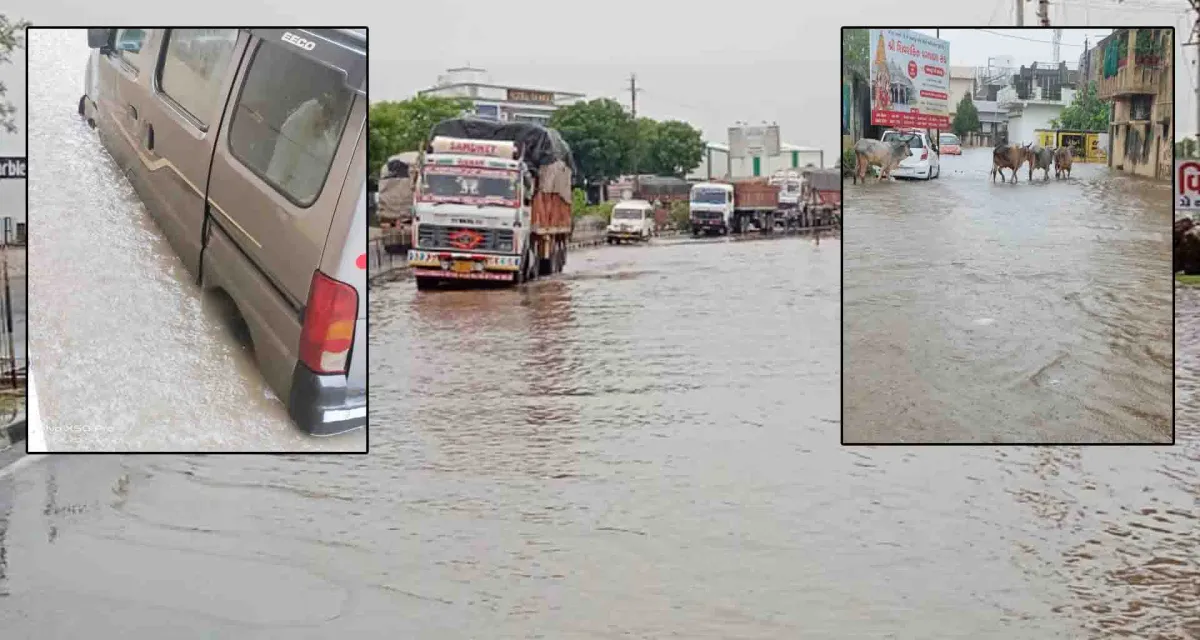 ડીસા પાલનપુરમાં વરસાદી પાણી ભરાયા; ગ્રામજનોને અવરજવરમાં મુશ્કેલી વાહનવ્યહાર ઠપ્પ