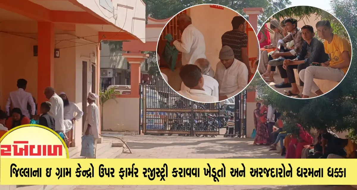 જિલ્લાના ઇ ગ્રામ કેન્દ્રો ઉપર ફાર્મર રજીસ્ટ્રી કરાવવા ખેડૂતો અને અરજદારોને ધરમના  ધક્કા