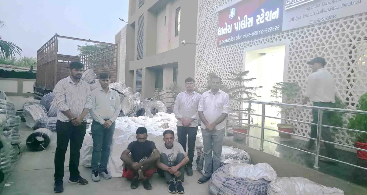 ધાનેરા; ટ્યુબ ટાયરની આડમાં વિદેશી દારૂ તથા આરોપી સહિત 27 લાખનો મુદ્દામાલ જપ્ત