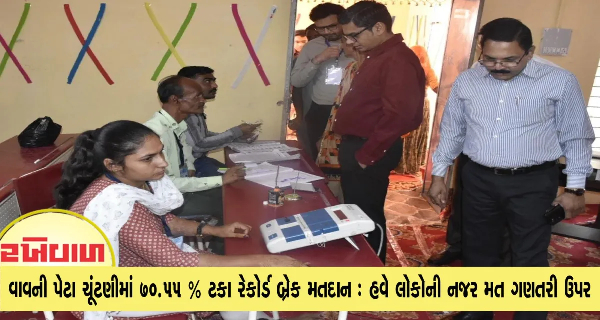 વાવની પેટા ચૂંટણીમાં 70.55 % ટકા રેકોર્ડ બ્રેક મતદાન : હવે લોકોની નજર મત ગણતરી ઉપર