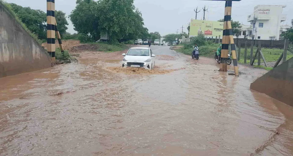 પાલનપુરના પારપડા રોડ પર રેલવેના નાળામા પાણી ભરાઇ જતા લોકોમાં આક્રોશ...!